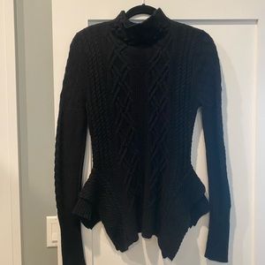Black Cable Knit Peplum BCBG Sweater. Good condition. Size S.